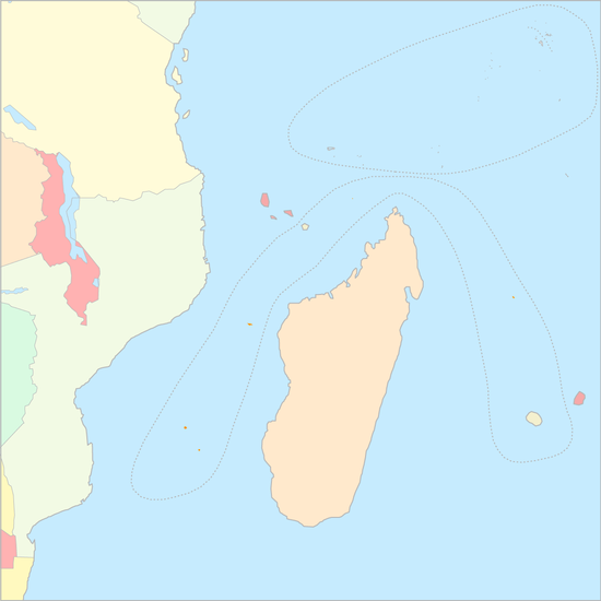 마다가스카르 주변 국가 지도
