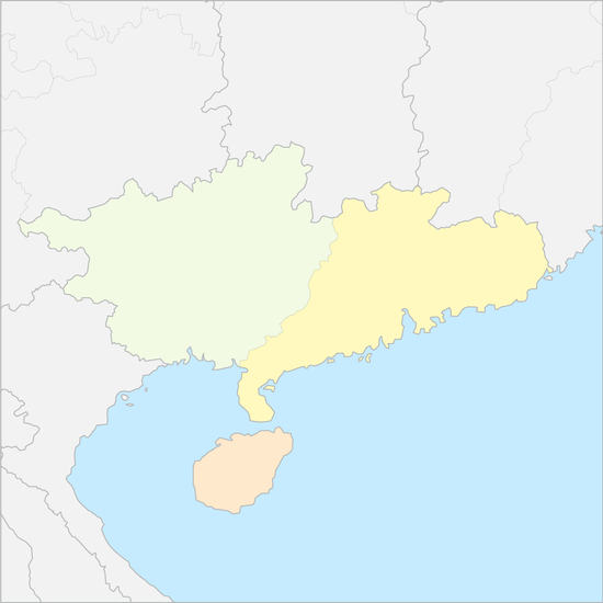 중국 화남지구 행정 지도