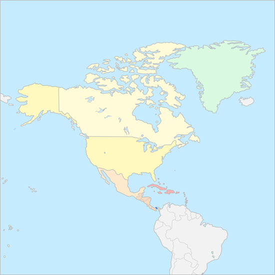북아메리카 지역 지도