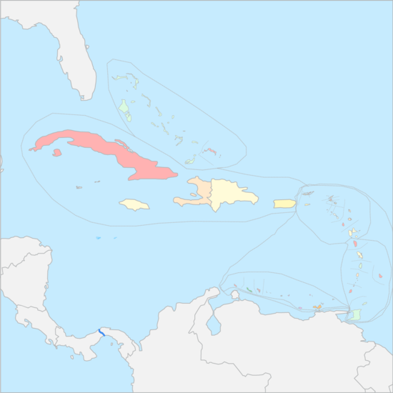 카리브제도 국가 지도