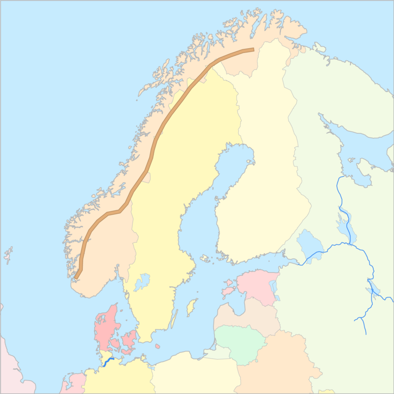 스칸디나비아산맥 국가 지도