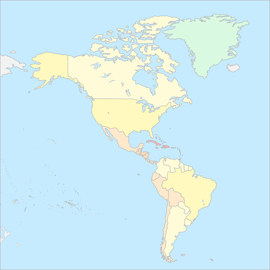 아메리카 대륙 지역 지도