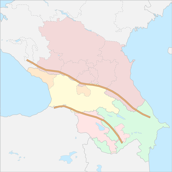 캅카스산맥 국가 지도