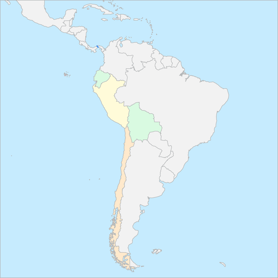 남아메리카 서부 국가 지도