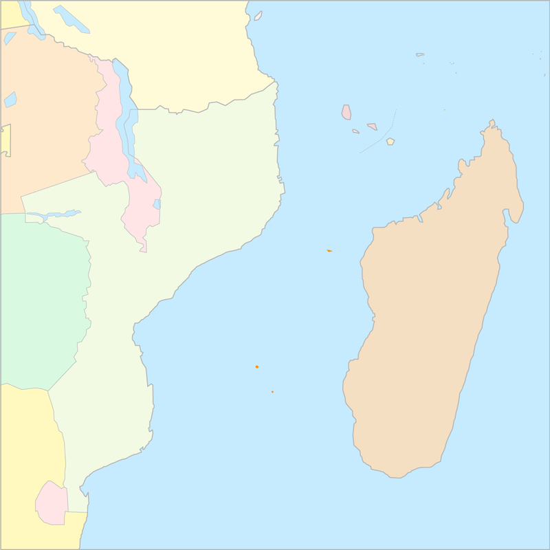 모잠비크해협 국가 지도