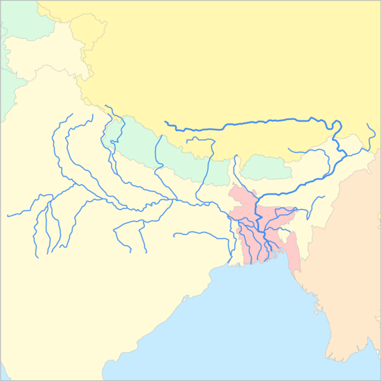 브라마푸트라강 국가 지도
