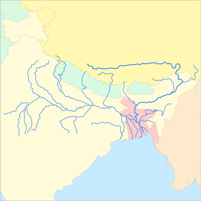 브라마푸트라강 국가 지도