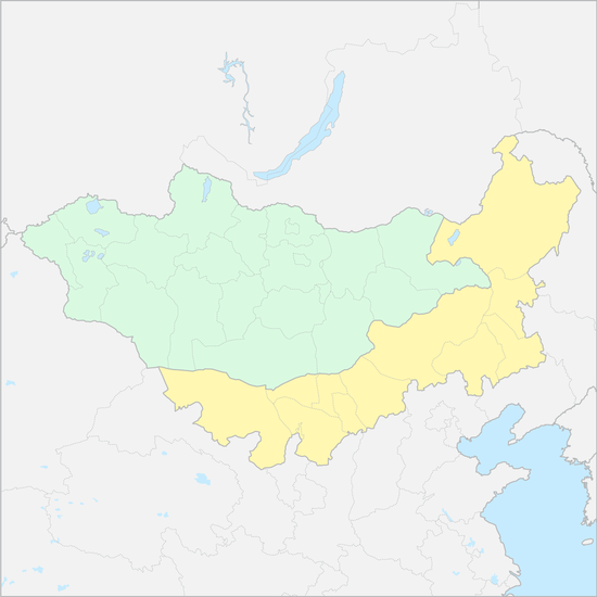 내몽골과 외몽골 국가 지도
