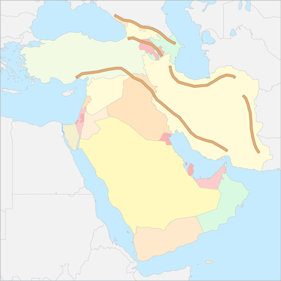 서아시아 산맥 지도