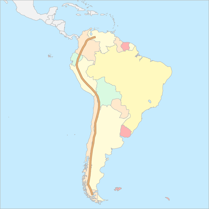 남아메리카 산맥 지도