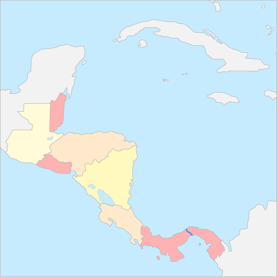 중앙아메리카 국가 지도