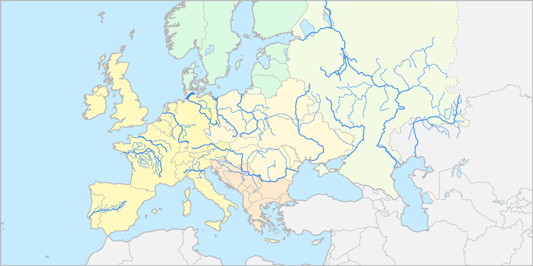 유럽 강 가로 지도