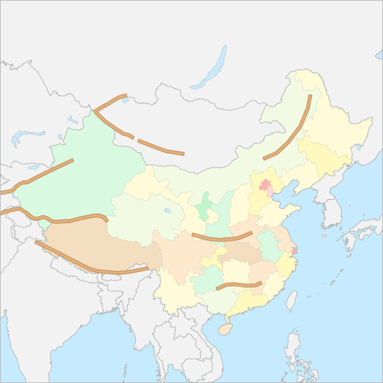 중국 산맥 지도