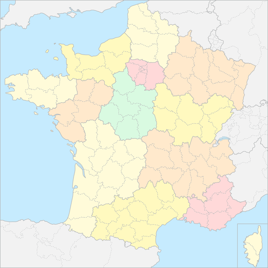 프랑스 행정 지도 (레지옹과 데파르트망)