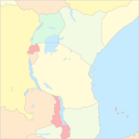 아프리카 대호수 국가 지도